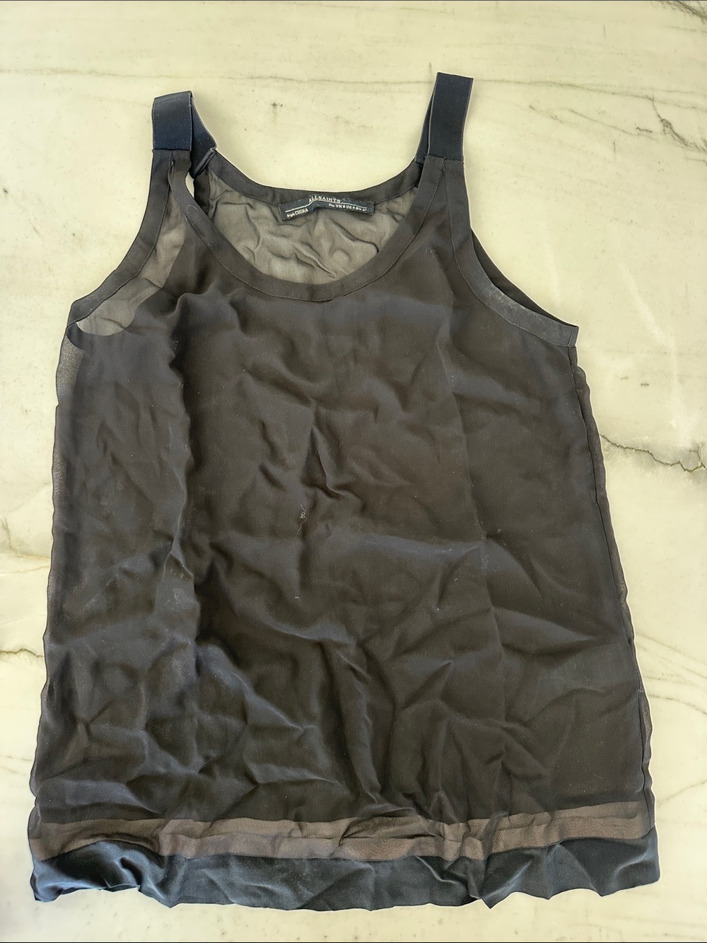 AllSaints Black Sheer Mesh Camisole Tank